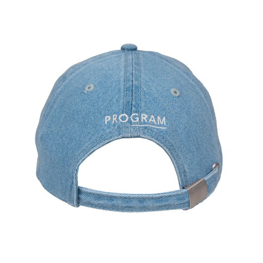 Back of blue denim program cap