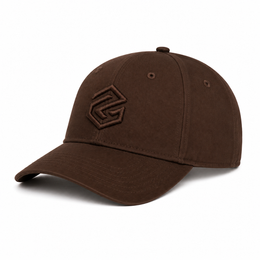 Brown on brown cap logo program side