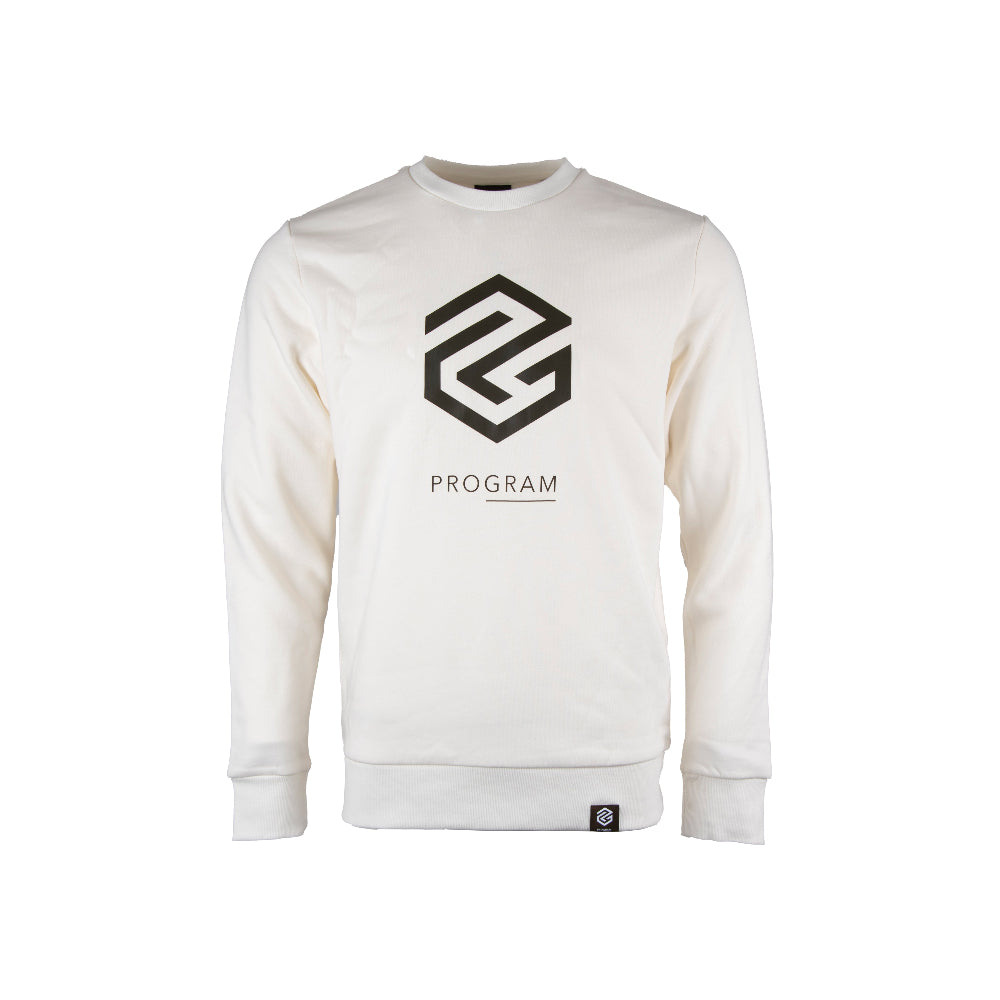 Off-white sweater with black logo program