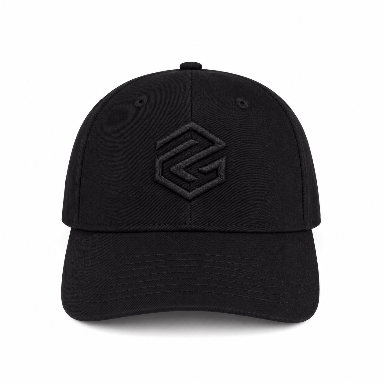 Program cap black on black logo front