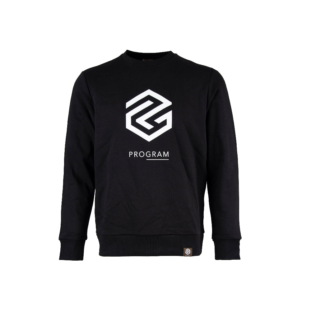 Black crewneck sweater program logo