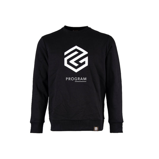Black crewneck sweater program logo