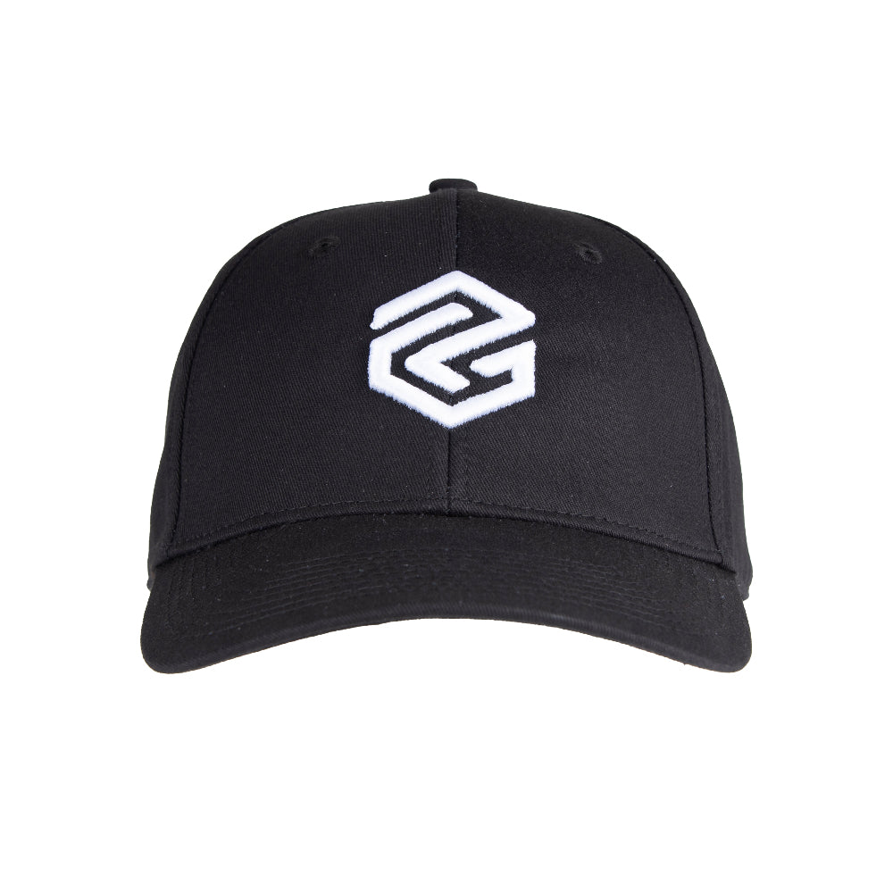 black program cap white logo 