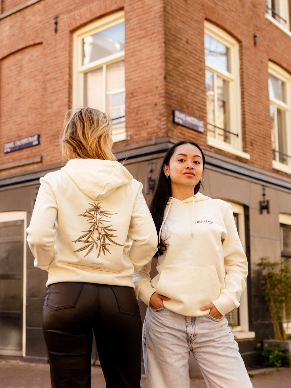girls wearing botanical icon hoodie off-white program