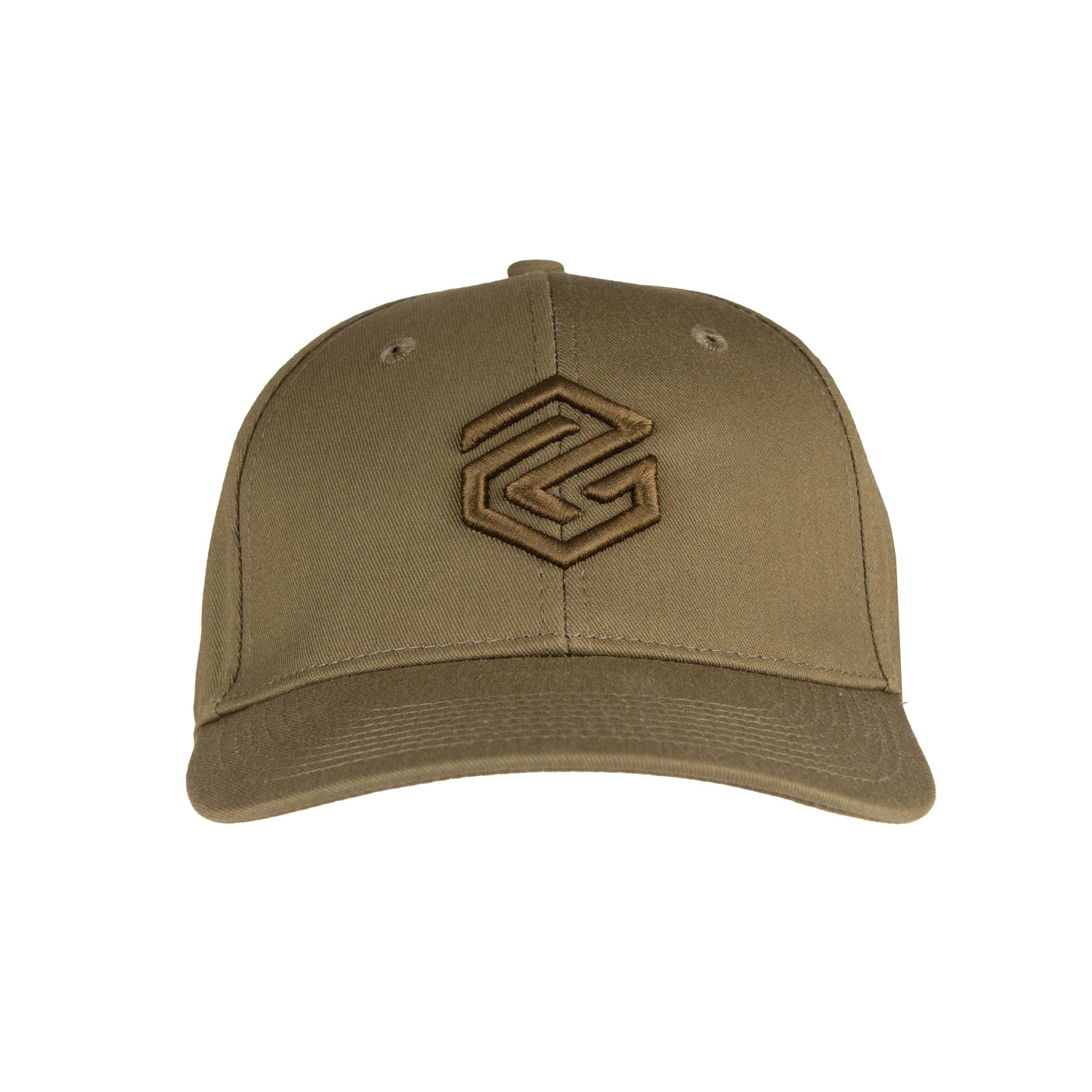 front of olive green program cap