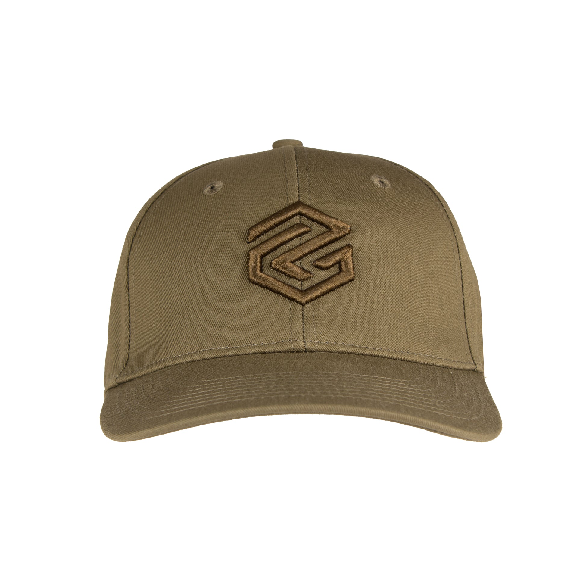 front of olive green program cap
