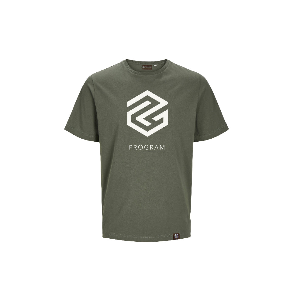 t-shirt program green white logo