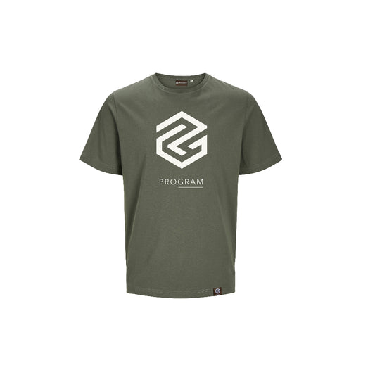 t-shirt program green white logo